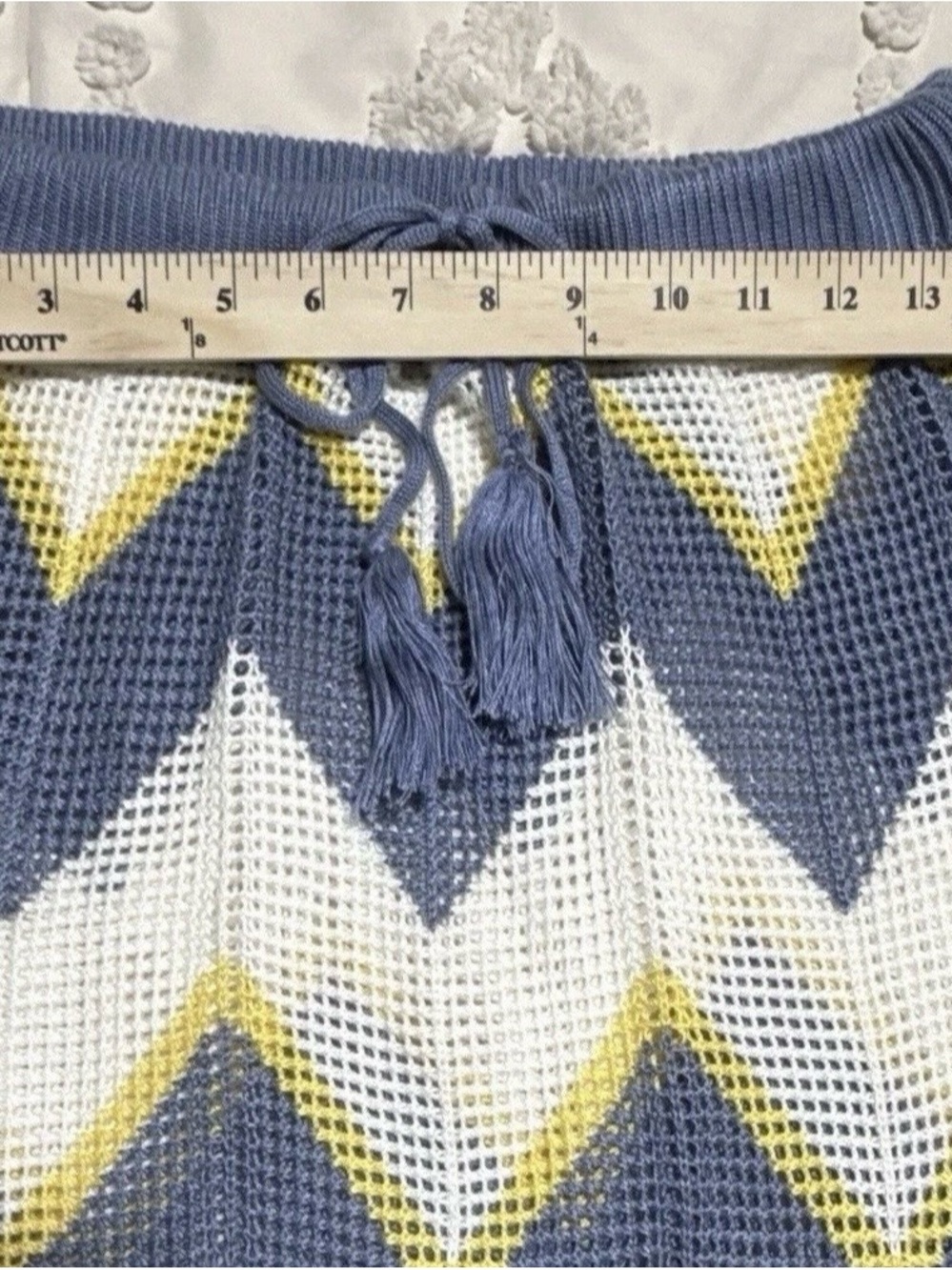 XL Hippie Chevron Knit Crop Top & Skirt Set - Blue/Cream - Picture 7 of 10